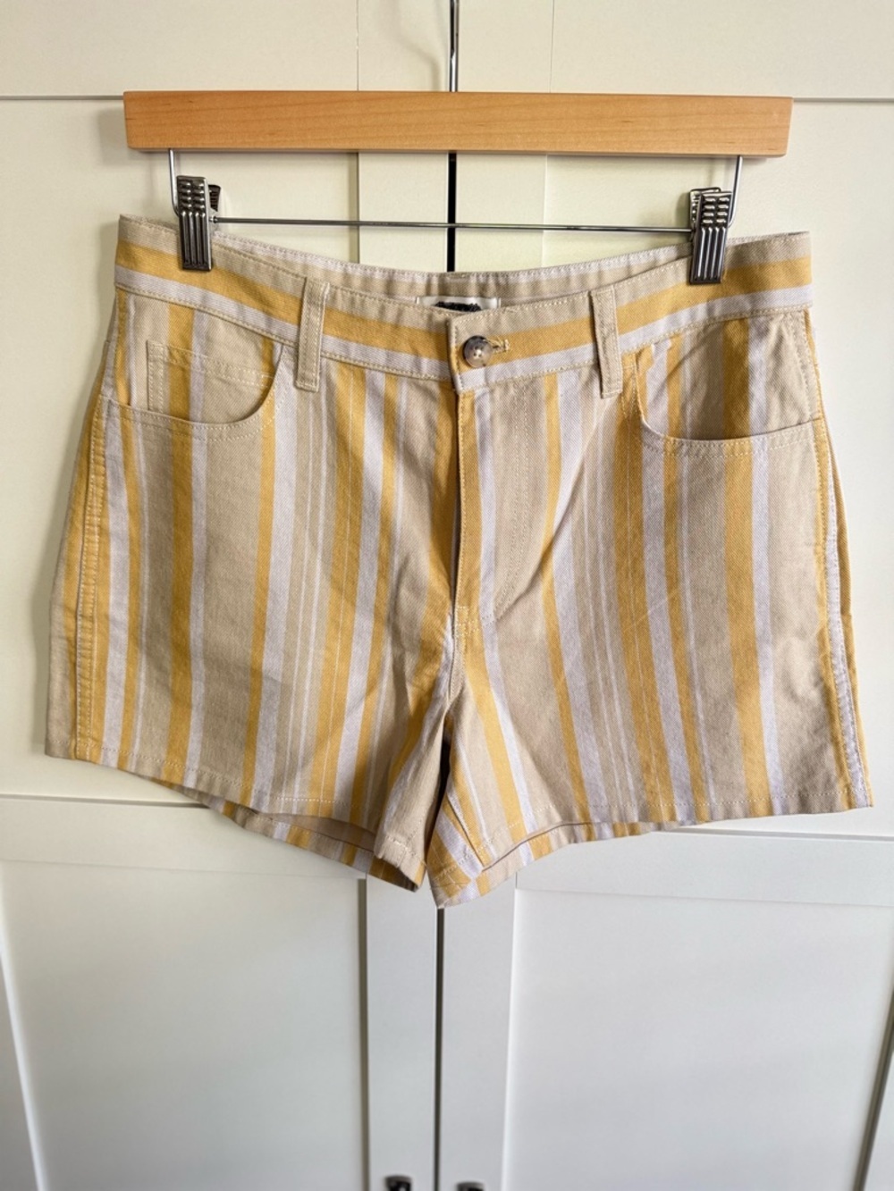 Madewell Rumpled Cotton Twill Striped Shorts Size 27 - Picture 4 of 6